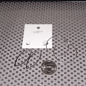 2 pair bundle of LOFT silvertone earrings